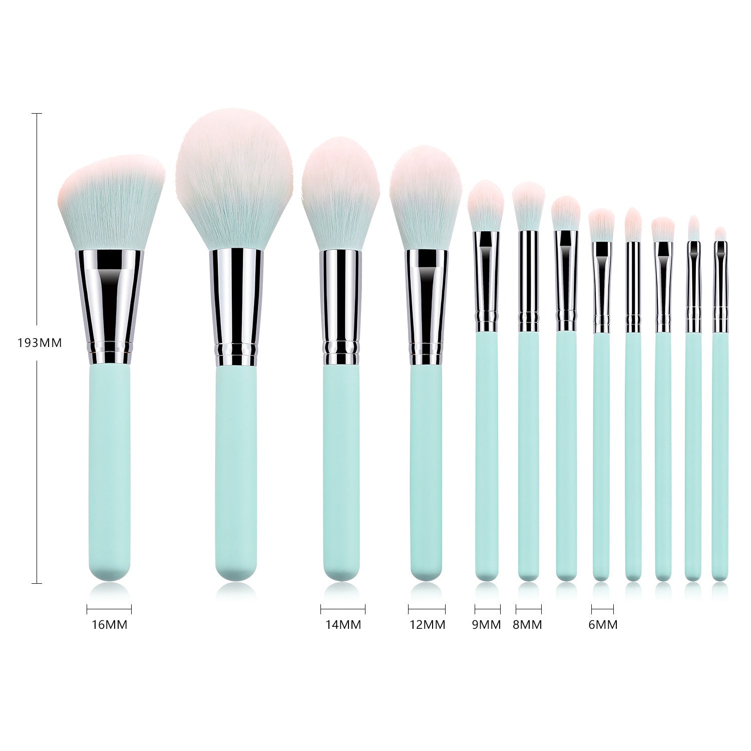 12 Light Blue Makeup Brushes