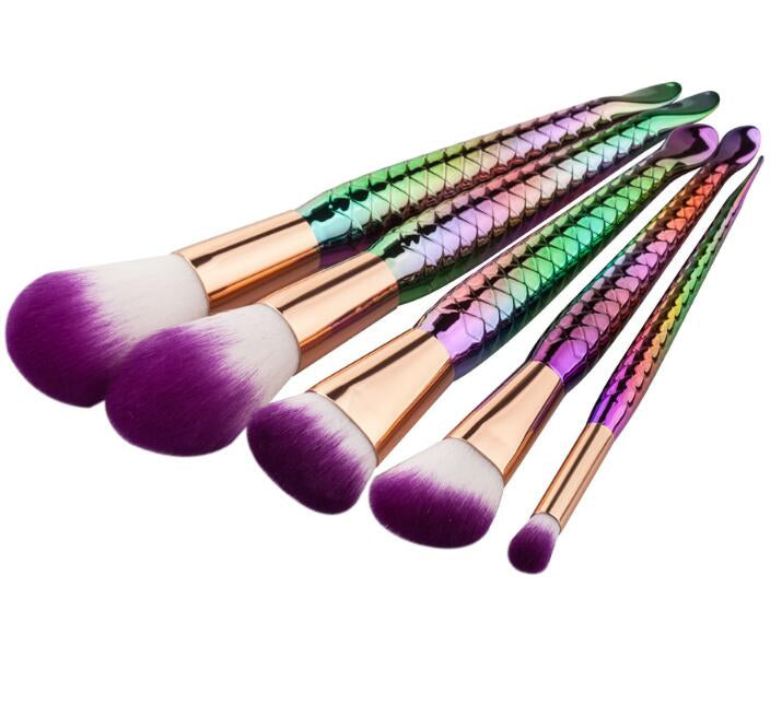 5 Mermaid Makeup Brushes Set Beauty Tools Makeup Fish Type Powder Brush
